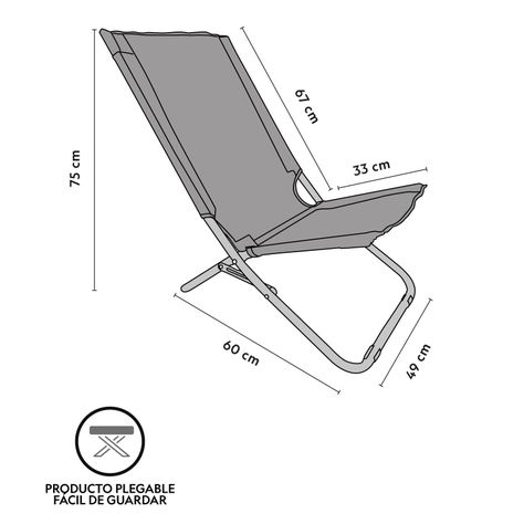 Silla Playera Gray Beach Gris 88x54x47cm North Pak-1