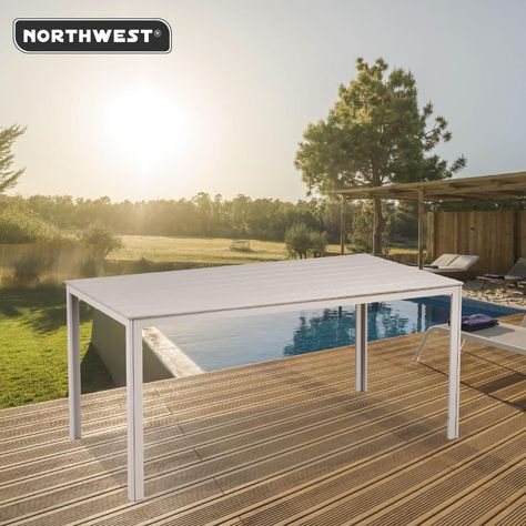 Mesa Terraza Polywood Impermeable 156x78cm Beige Northwest-3