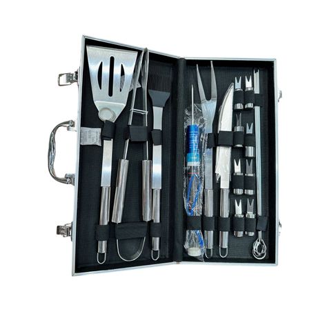 Set asado parrilla 15 piezas en maleta metal-0