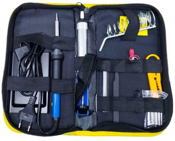 Kit Set Cautin Lapiz Base Soldador Pelacable Soldadura Puntas Bolso-2