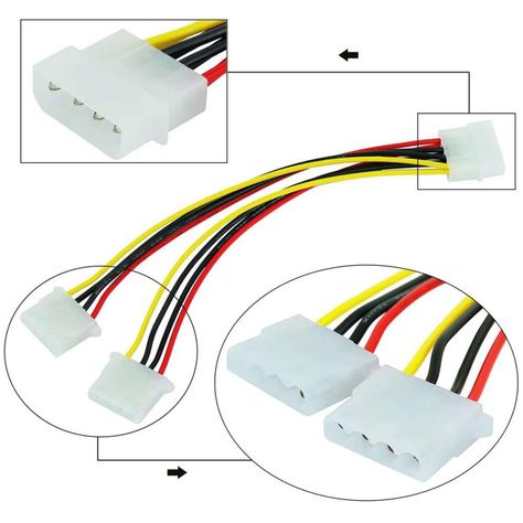 Cable Splitter Adaptador Doble Conector Molex Ide Pc Disco-5
