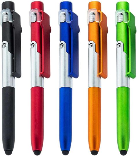 Lapiz Boligrafo Plegable Soporte De celular Linterna Luz Led-0