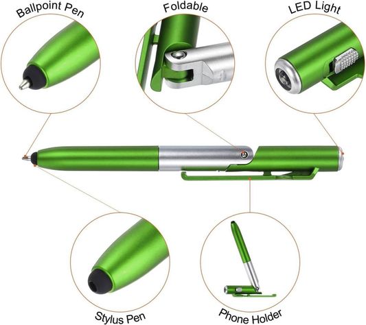 Lapiz Boligrafo Plegable Soporte De celular Linterna Luz Led-4