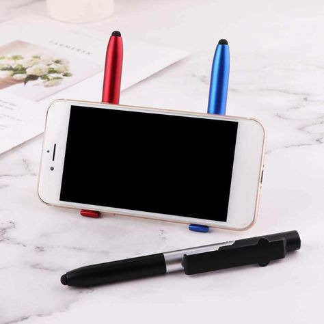 Lapiz Boligrafo Plegable Soporte De celular Linterna Luz Led-9