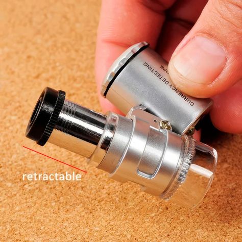 Mini Lupa Microscopio Cuenta Hilos 45x Luz Blanca Y Led Uv Entomologico-7