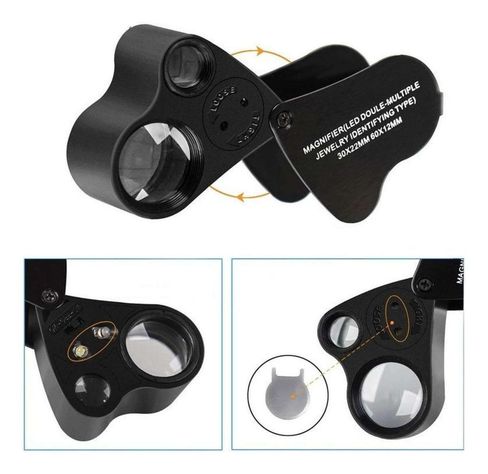 Lupa Doble Microscopio Plegable Luz Led Joyeria-7