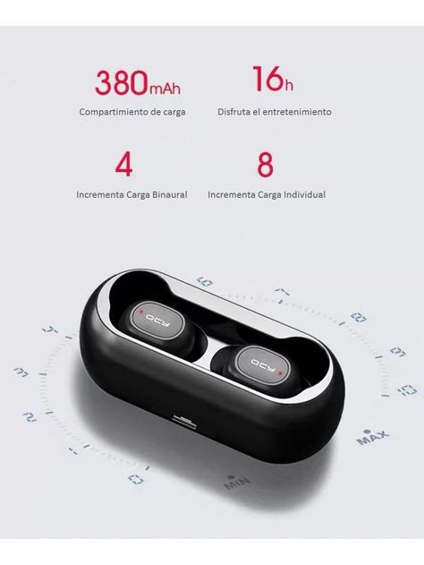 Audifonos In-ear Qcy T1c Inalambricos Negro Luz Led Nuevo-8