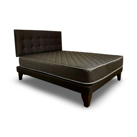 Cama Europea Espumix New Basic Black 1.5 Plazas + Respaldo punto-0
