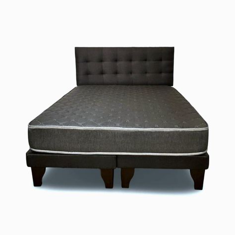 Cama Europea Espumix New Basic Black 2 Plazas + Respaldo punto-0