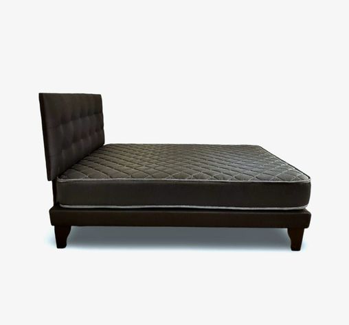 Cama Europea Espumix New Basic Black 2 Plazas + Respaldo punto-2