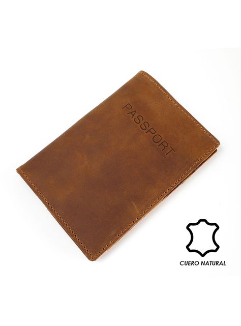 Porta Pasaporte Porta Documentos Viaje Funda de Cuero Café-2
