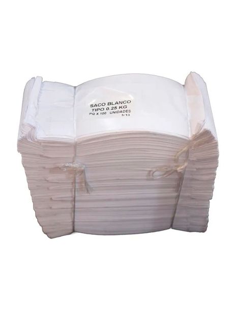 Bolsa Saco Papel Kraft Blanco 1/4 Kg 100 unidades-4