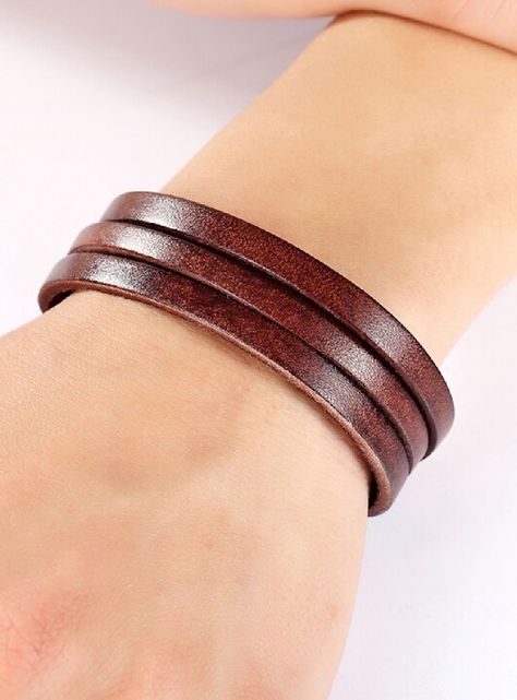 Pulsera De Cuero Hombre Mujer Brazalete Casual-3