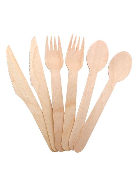Cubiertos Desechables Madera Tenedor Cuchillo Cuchara Ecológico-0