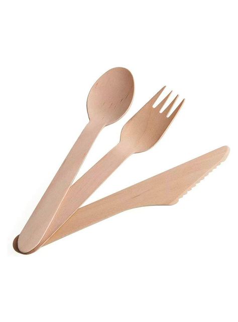 Cubiertos Desechables Madera Tenedor Cuchillo Cuchara Ecológico-1