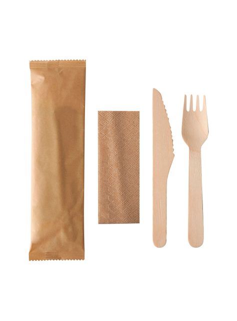 Pack Servicios de Madera Tenedor + Cuchillo + Servilleta x100 un-0