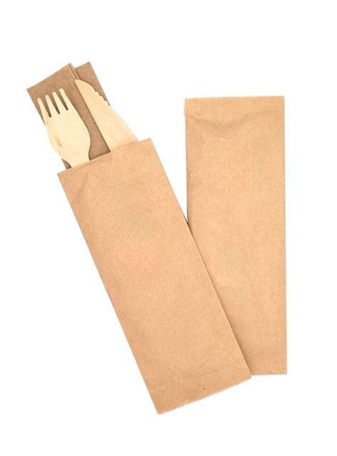Pack Servicios de Madera Tenedor + Cuchillo + Servilleta x100 un-1