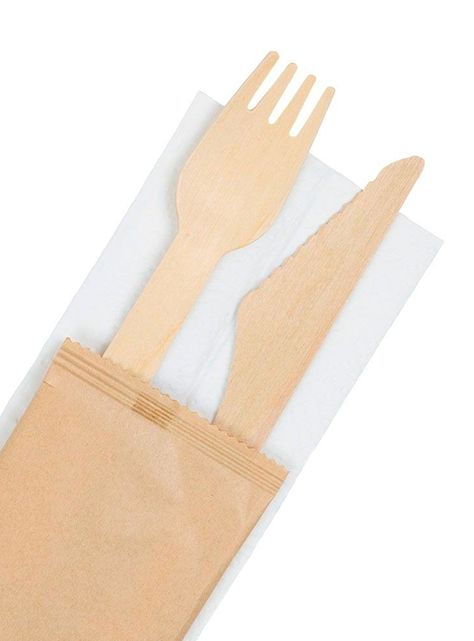 Pack Servicios de Madera Tenedor + Cuchillo + Servilleta x100 un-2