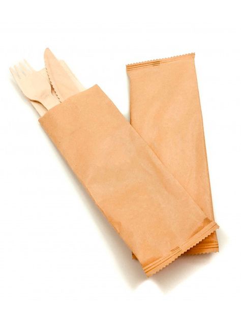 Pack Servicios de Madera Tenedor + Cuchillo + Servilleta x100 un-3