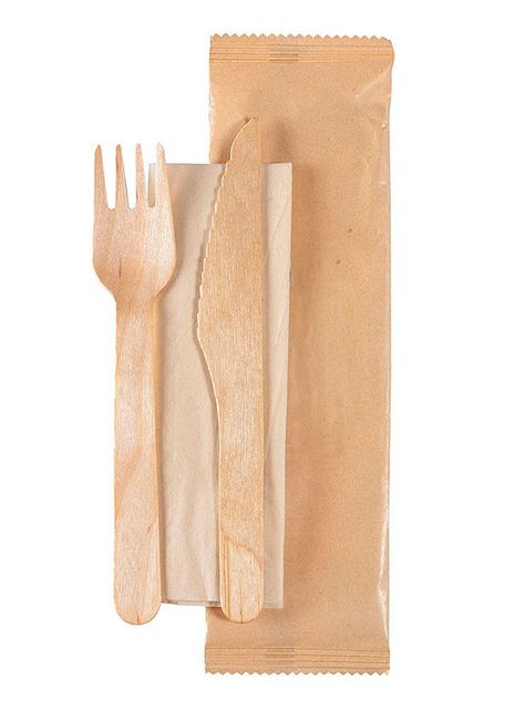 Pack Servicios de Madera Tenedor + Cuchillo + Servilleta x100 un-6