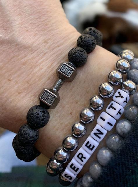 Pulsera Piedra Volcánica Detalle Mancuerna-3