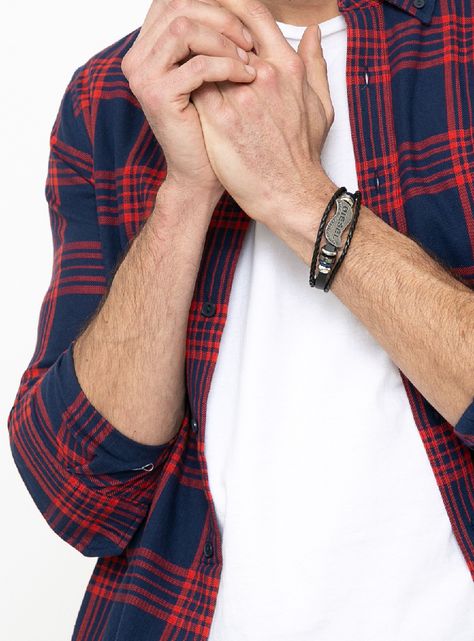 Pulsera Placa Diesel con Cuero Trenzado Azul-3