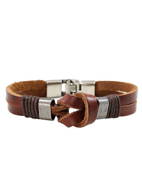 Pulsera de Cuero Hombre Infinito y Acero Cuero Café-0