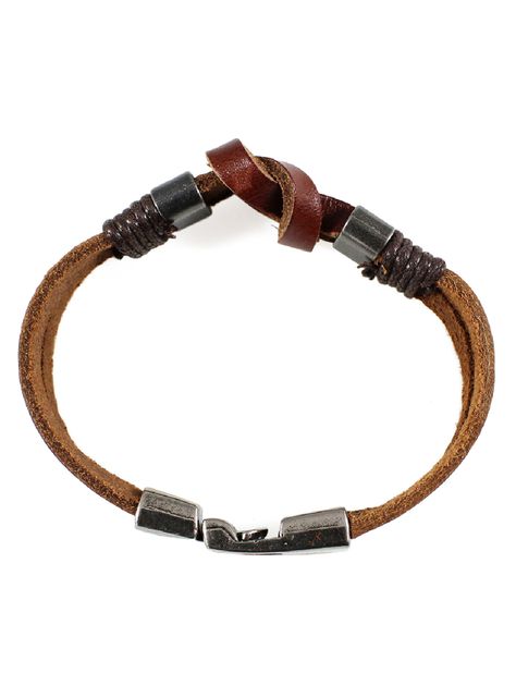 Pulsera de Cuero Hombre Infinito y Acero Cuero Café-2