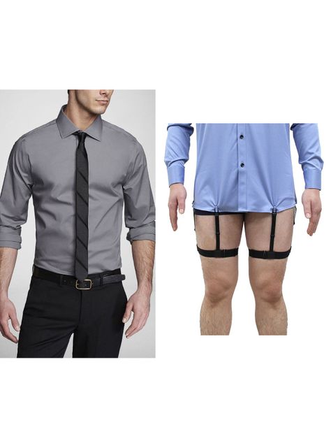 Sujetadores de Camisa Negro Elástico Hombre-0