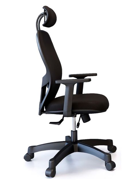 Silla Escritorio Ergonomica Negra con Cabecera y Apoyabrazos-4
