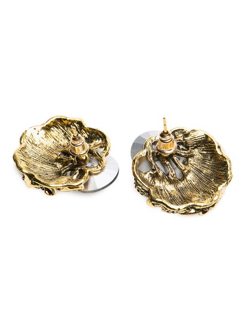 Aros Mujer Cadenas Dorados Piedra Negra-1