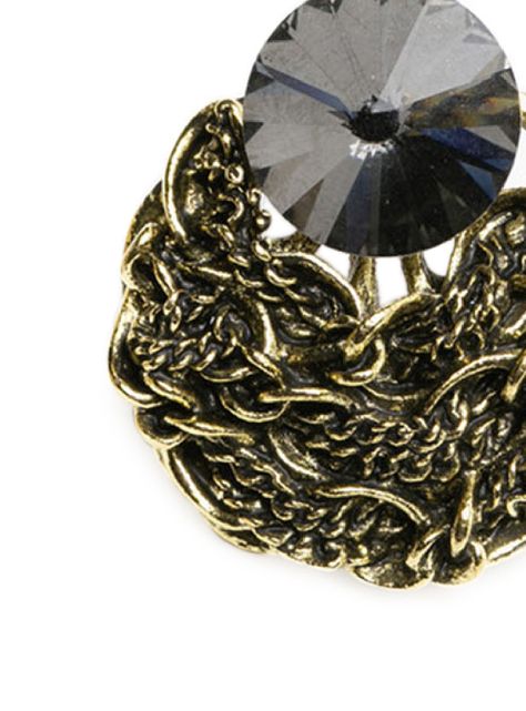 Aros Mujer Cadenas Dorados Piedra Negra-3