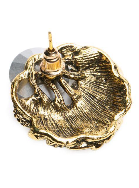 Aros Mujer Cadenas Dorados Piedra Negra-4