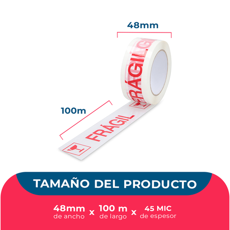 Cinta De Embalaje Frágil 48mm*100m - Pack Mayorista - 72 Uds-1