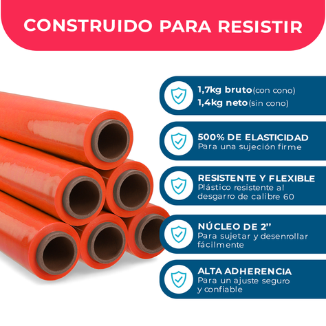 Film Stretch Naranja 1,7kg (350m) Pack Mayorista -Pack 3 Uds-1