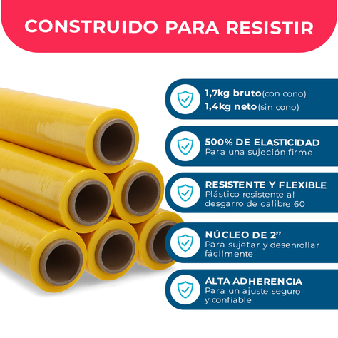 Film Stretch Amarillo 1,7kg 350m Pack Mayorista - Pack 3 Uds-1