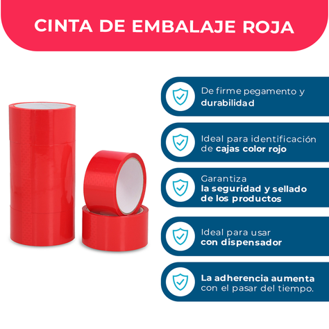 Cinta De Embalaje Roja 48mm*40m - Pack Mayorista - 12 Uds-2