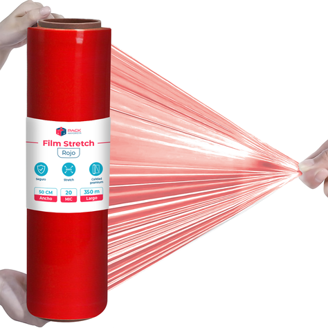 Film Stretch Rojo 1,7kg (350m) - Pack Mayorista - Caja 6 Uds-6