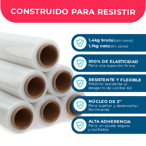 Film Stretch Transparente 1,4kg 275m Pack Mayorista - 6 Uds-1