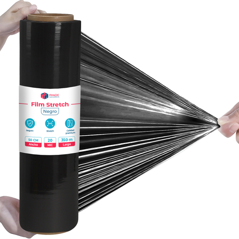 Film Stretch Negro 1,7kg (350m) - Pack Mayorista - Caja 6 Uds-6
