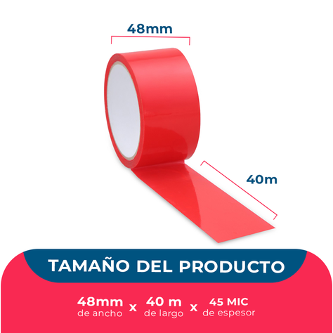 Cinta De Embalaje Roja 48mm*40m - Pack Mayorista - 6 Uds-2