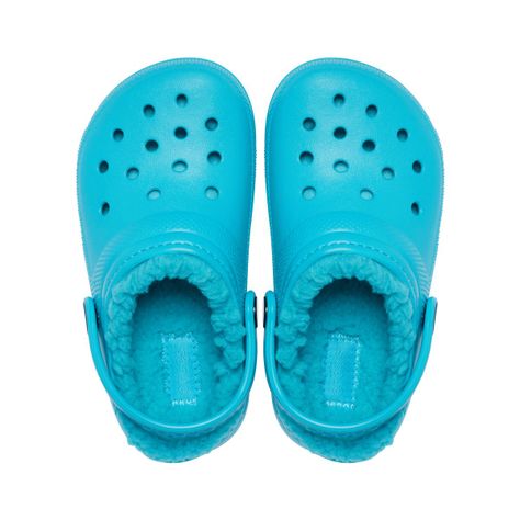 Zueco Crocs Classic Lined Niño Digital Aqua-5