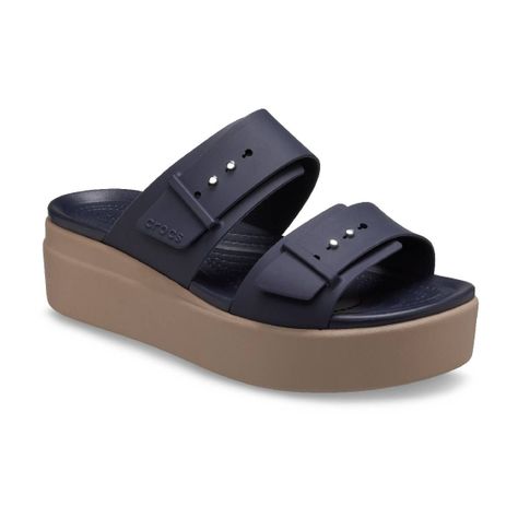 Sandalia Crocs Brooklyn Low Wedge Mujer Azul marino-0