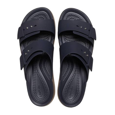 Sandalia Crocs Brooklyn Low Wedge Mujer Azul marino-3