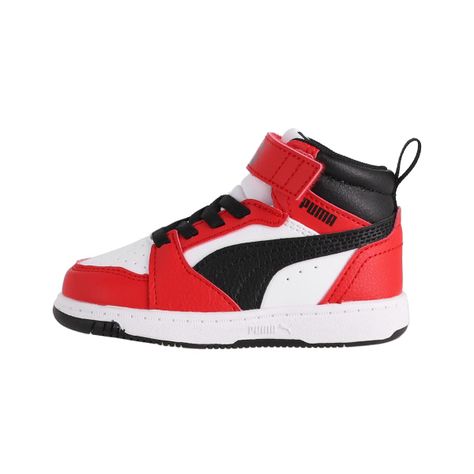 Zapatilla Puma Rebound V6 Mid Niños TD Blancas/Rojas/Negras-0