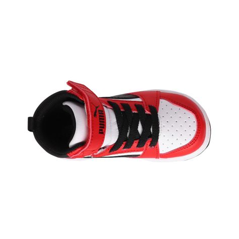 Zapatilla Puma Rebound V6 Mid Niños TD Blancas/Rojas/Negras-4