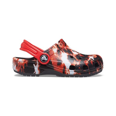 Zueco Crocs Classic Bleach Dye Niño Black/Red-1