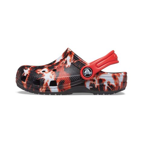 Zueco Crocs Classic Bleach Dye Niño Black/Red-2