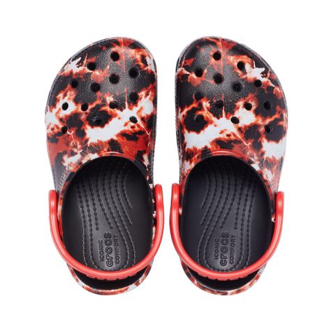 Zueco Crocs Classic Bleach Dye Niño Black/Red-5
