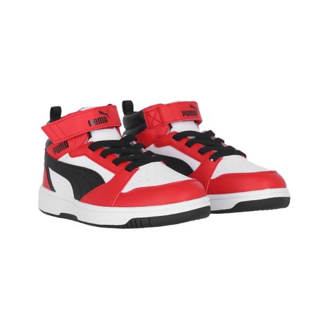 Zapatilla Puma Rebound V6 Mid Niño Red/White/Black-2